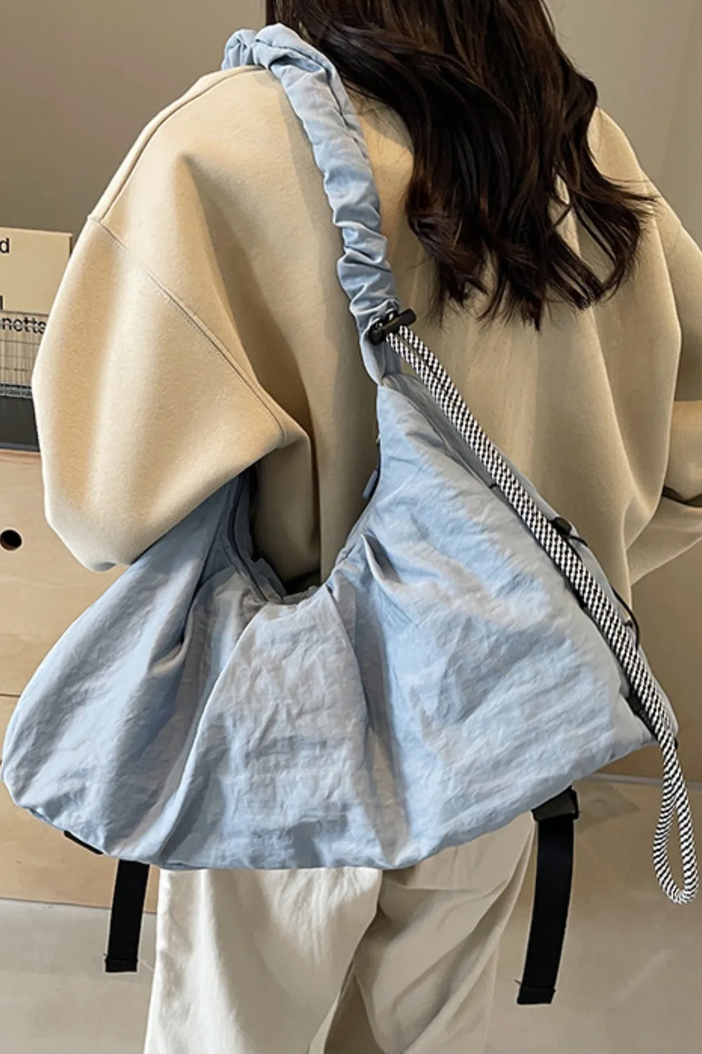 Drawstring Strap Ruched Crossbody Bag, image 10
