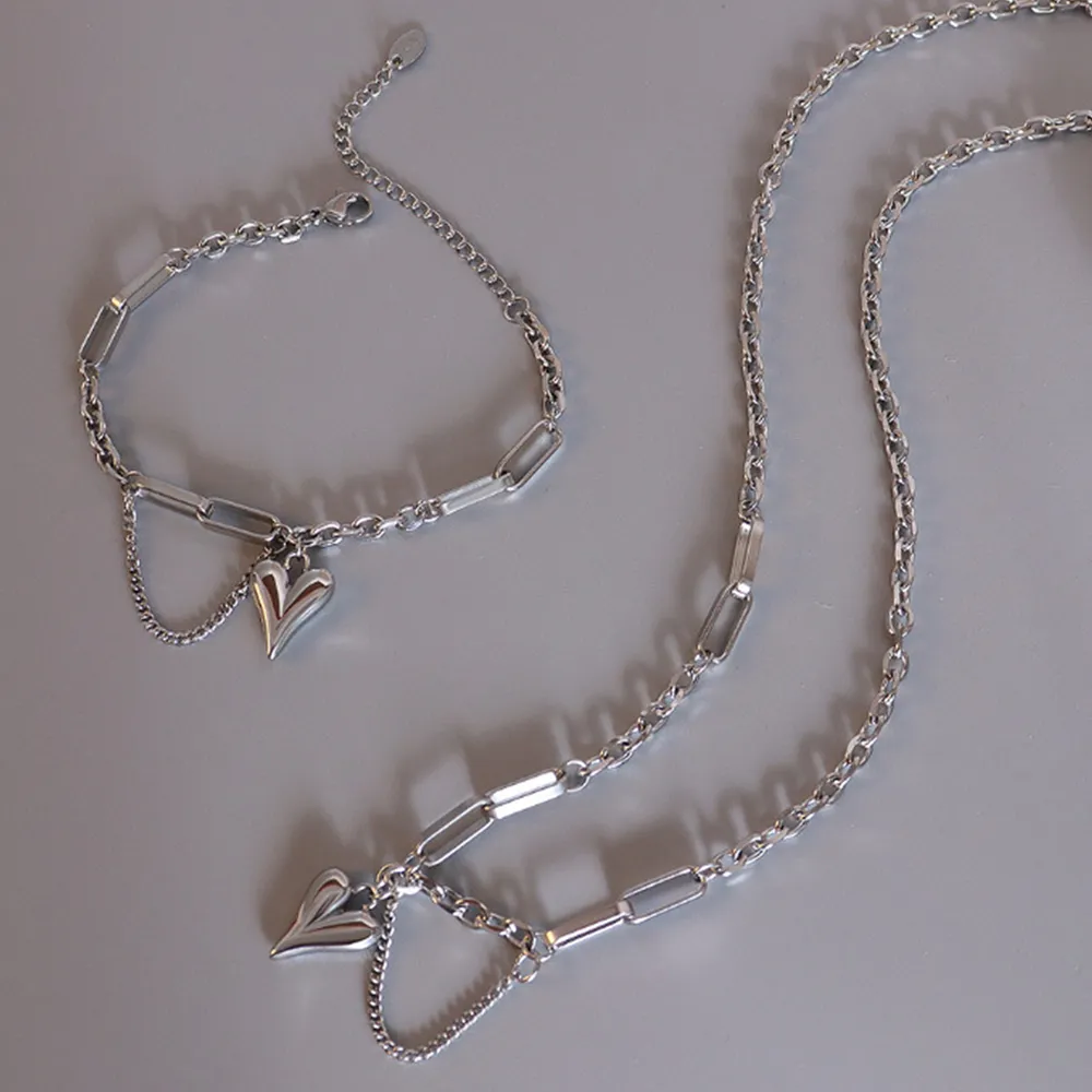 Titanium Steel Heart Pendant Necklace, image 5