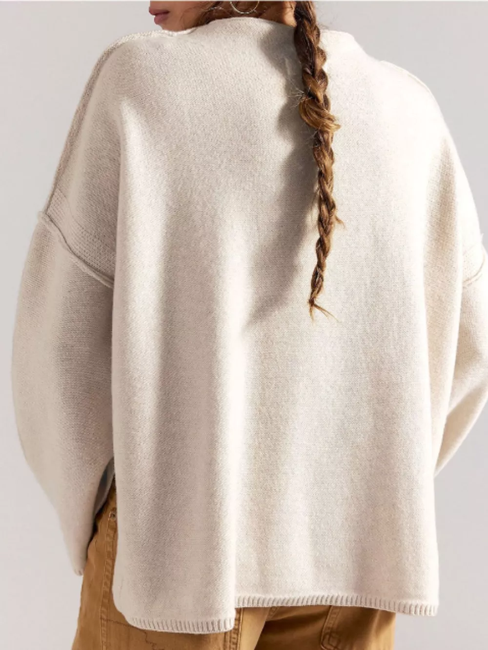 Exposed Seam Mock Neck Knit Top, image 3
