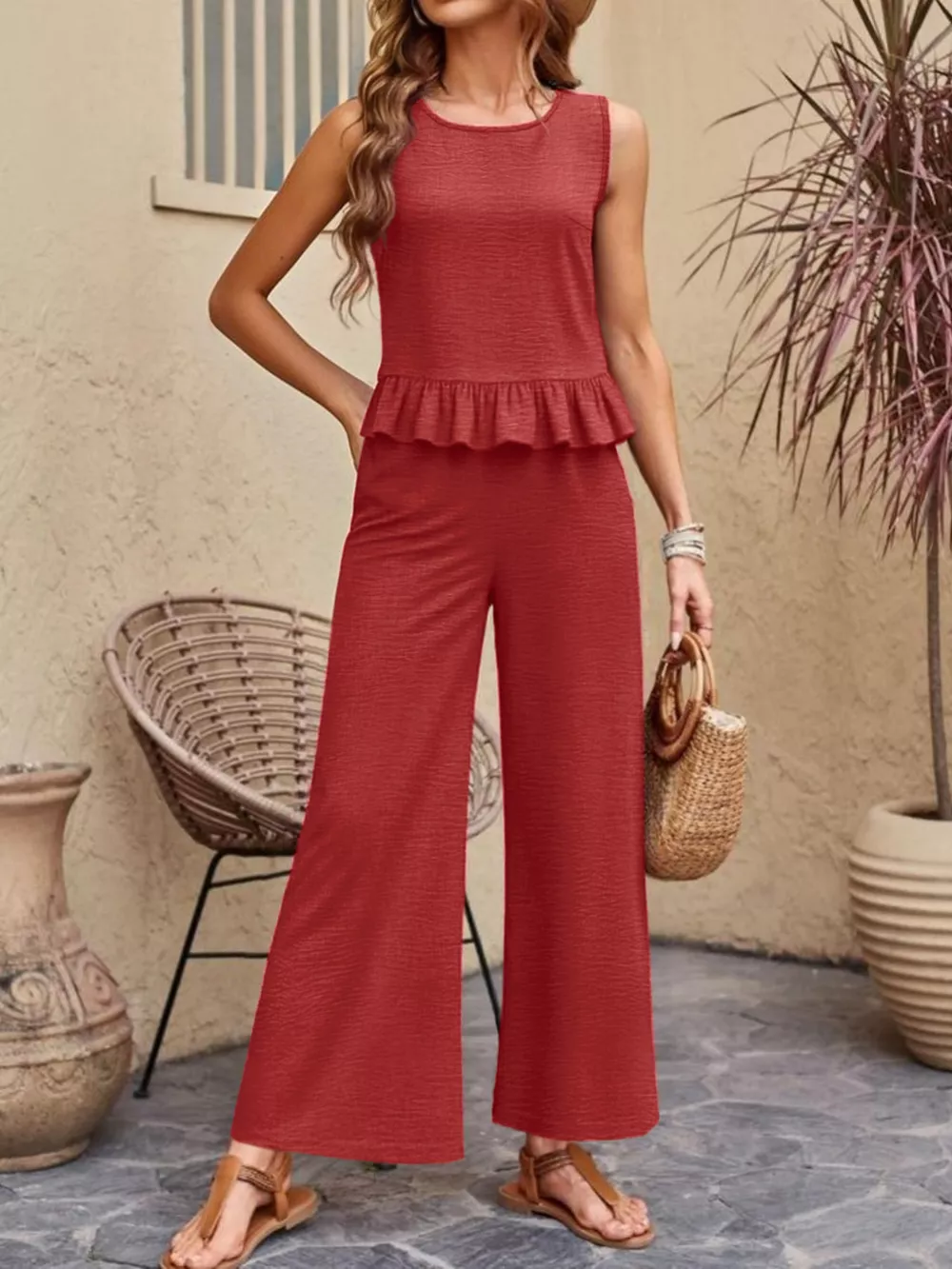 Ruffle Hem Tank and Pants Set, image 5
