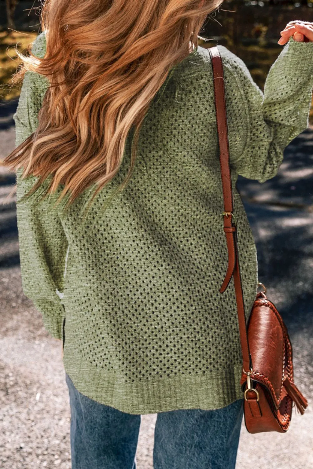 V-Neck Dropped Shoulder Long Sleeve Sweater, image 7