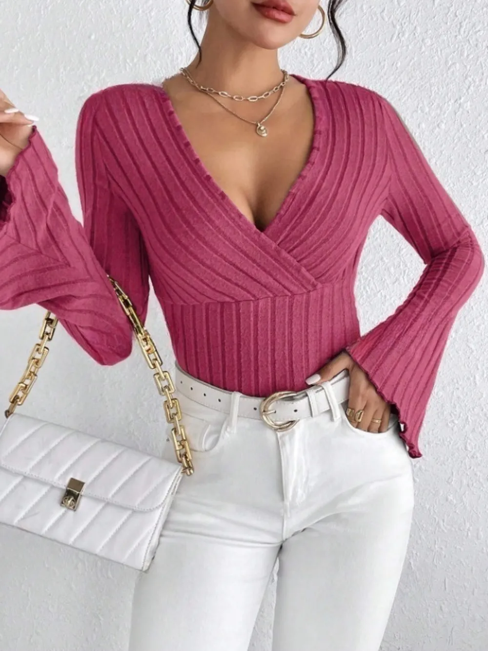 Ribbed Flare Sleeve Top, image 8