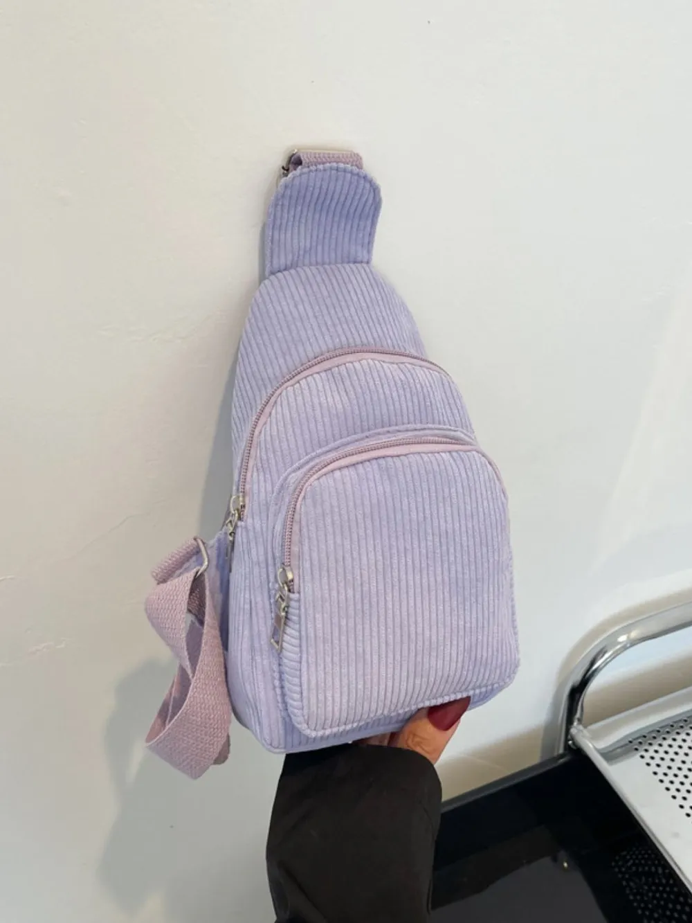 Corduroy Solid Color Crossbody Bag, image 3