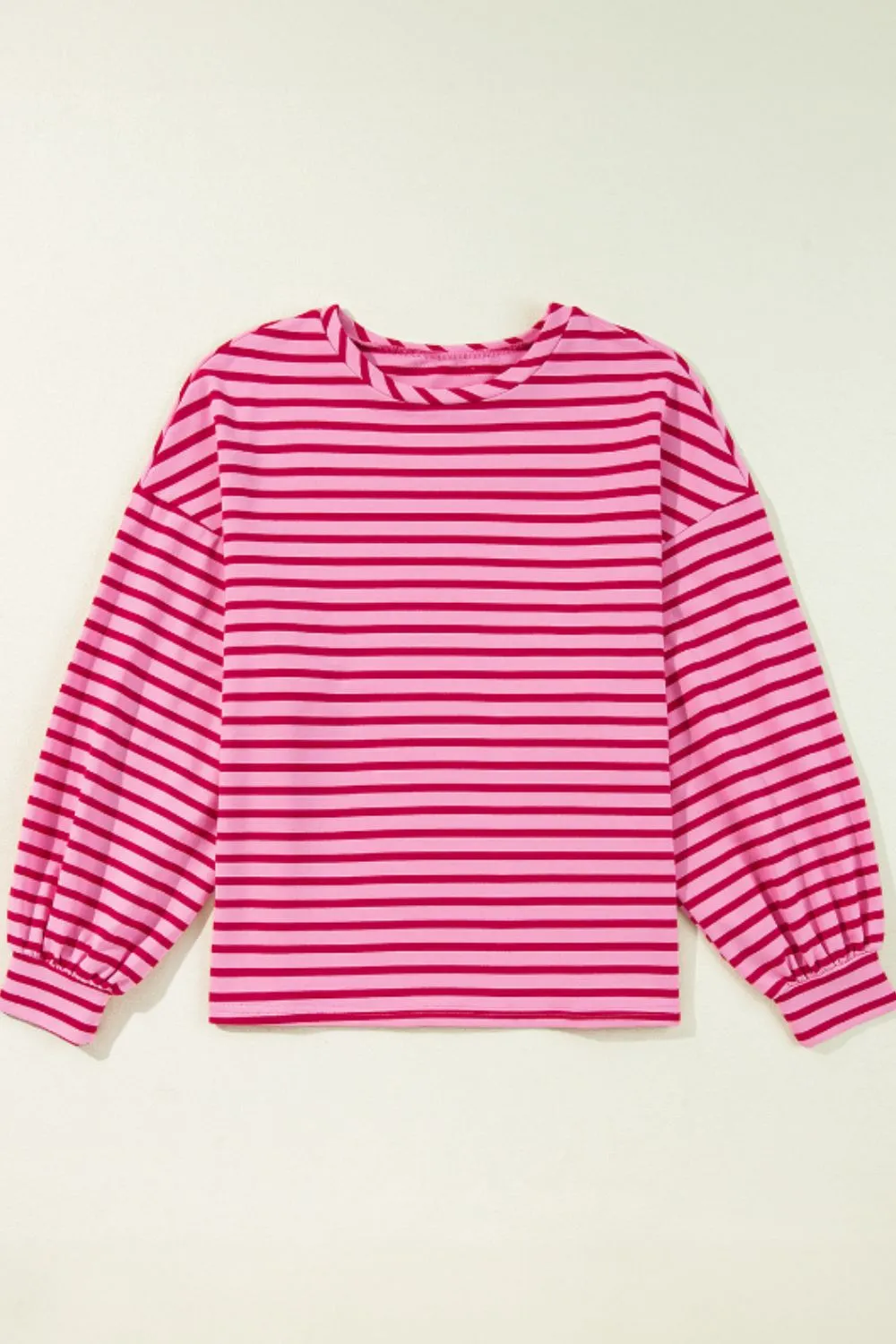 Striped Round Neck Long Sleeve Sweatshirt, image 3