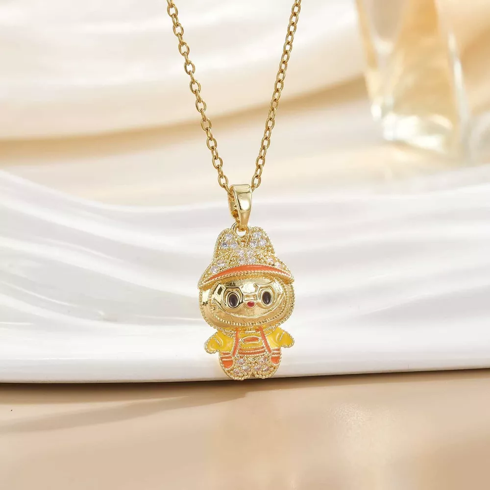 18K Gold-Plated Cartoon Character Pendant Necklace, image 3
