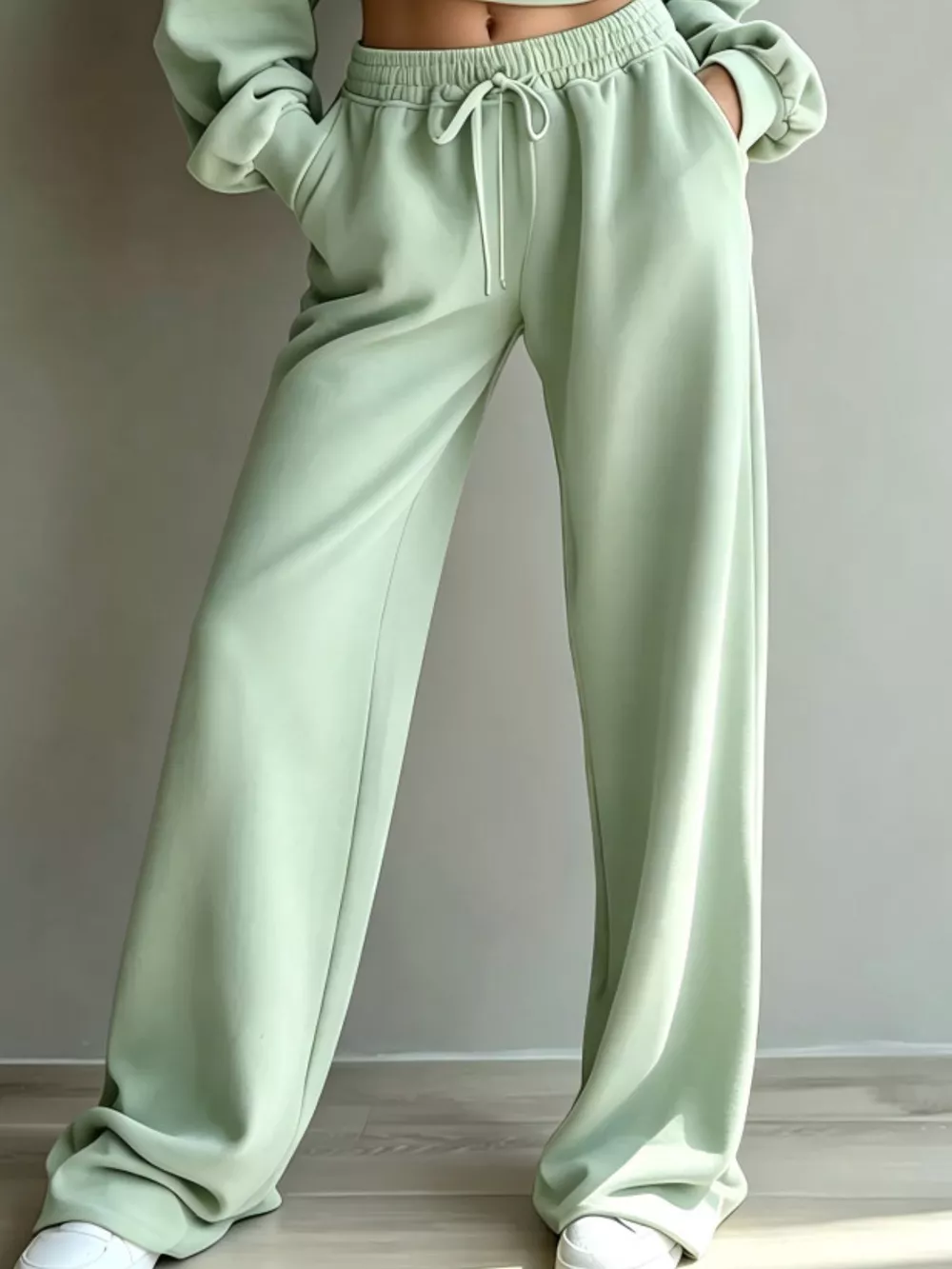 Round Neck Cropped Sweatshirt and Wide-Leg Pants, image 24