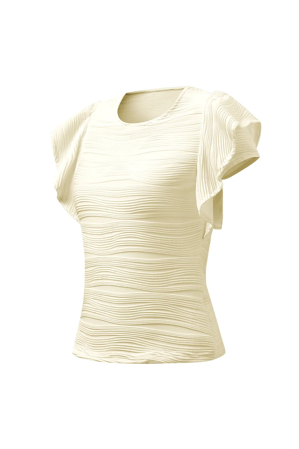 Textured Round Neck Cap Sleeve Top, image 10