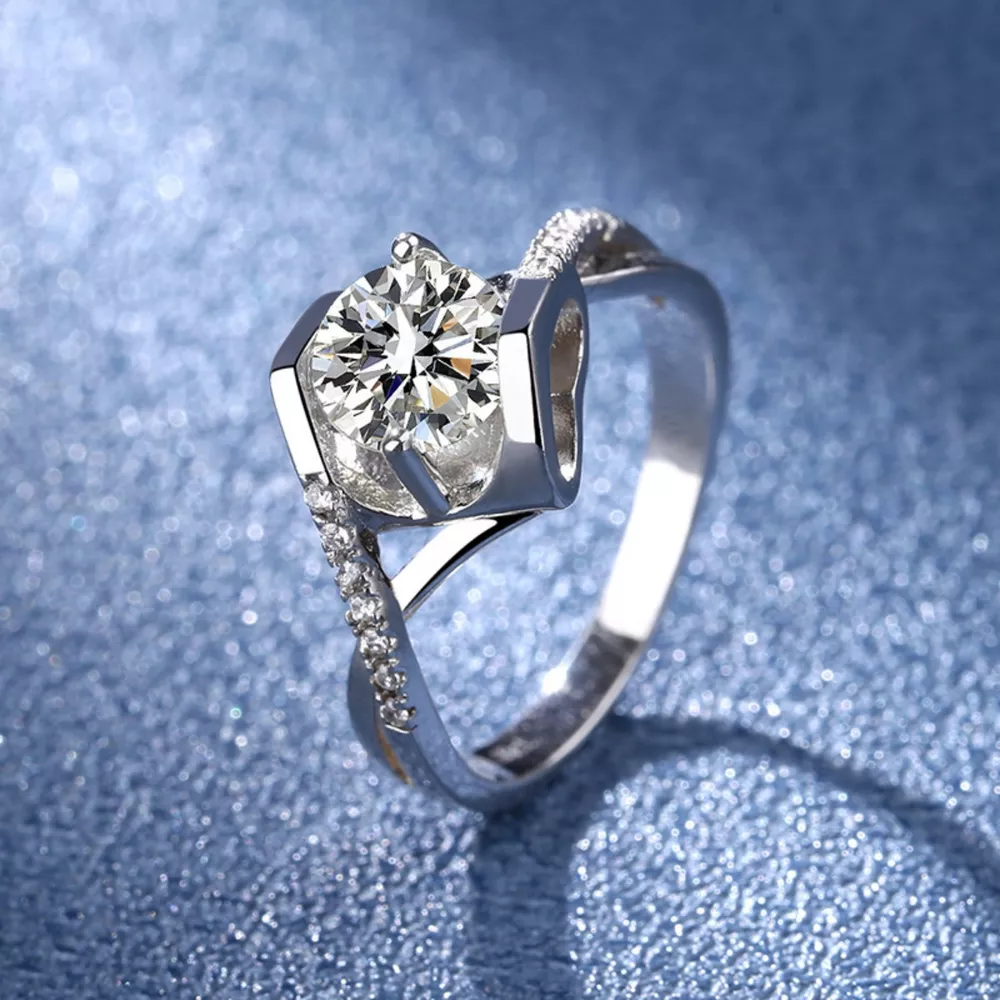 1 Carat 925 Sterling Silver Moissanite Ring, image 3