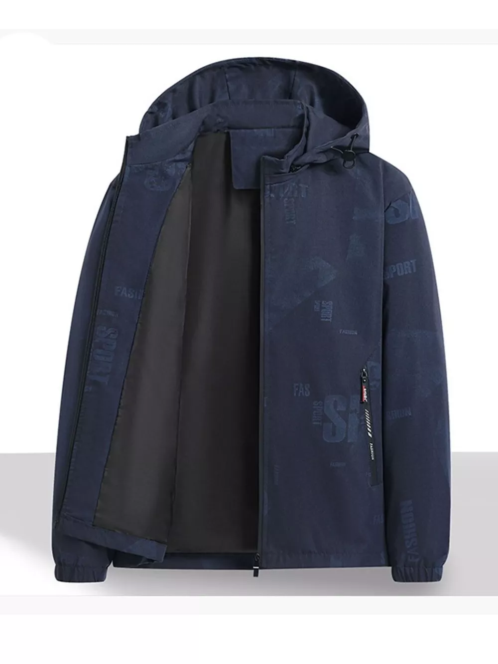 Men's Plus Size Zip Up Long Sleeve Hooded Jacket, image 2