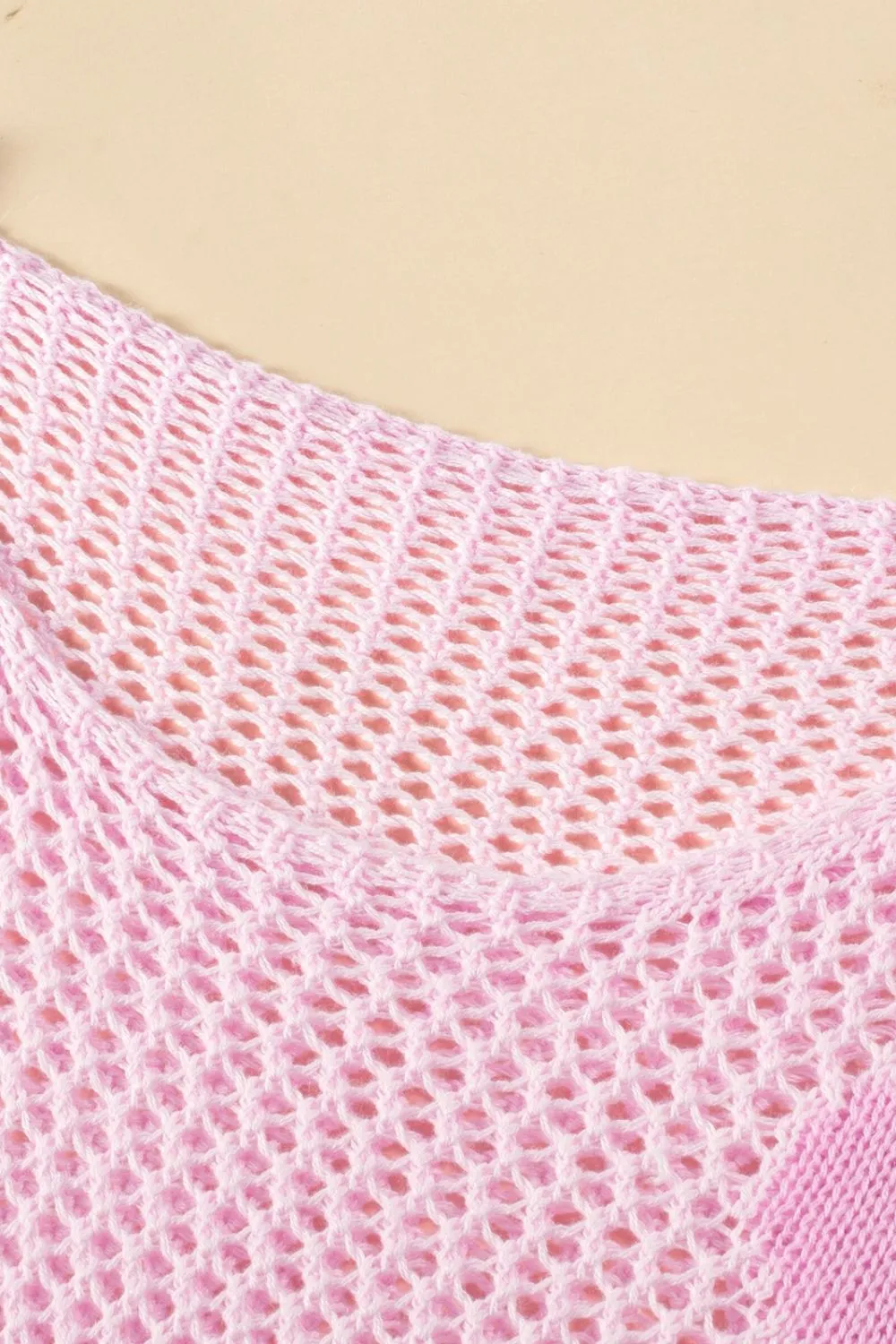 Openwork Round Neck Floral Knit Cover Up, image 5