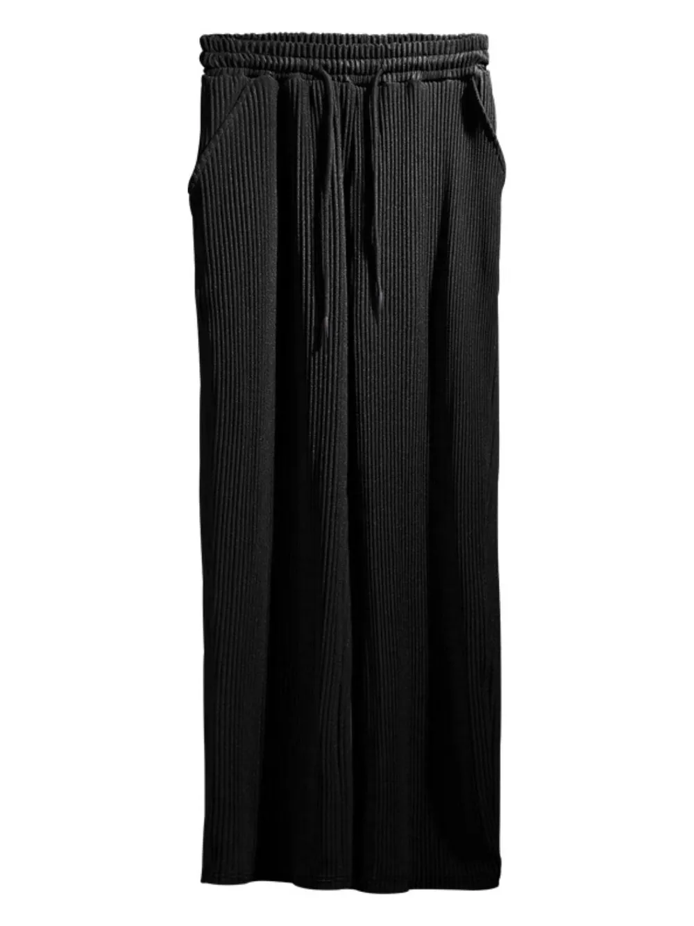 Men's Full Size Ribbed Drawstring Wide Leg Pants with Plus Size, image 6