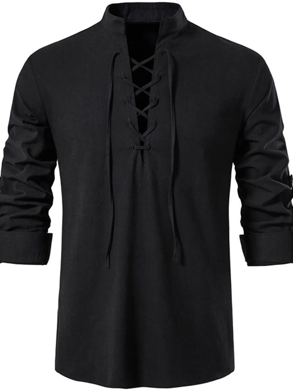 Men's Lace Up Long Sleeve Polo, image 8