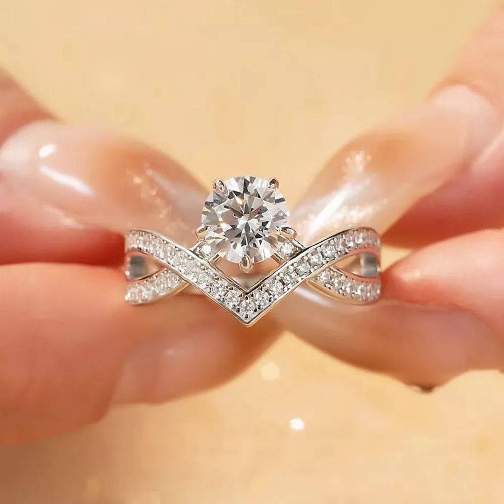1 Carat Moissanite 925 Sterling Silver Ring, image 2