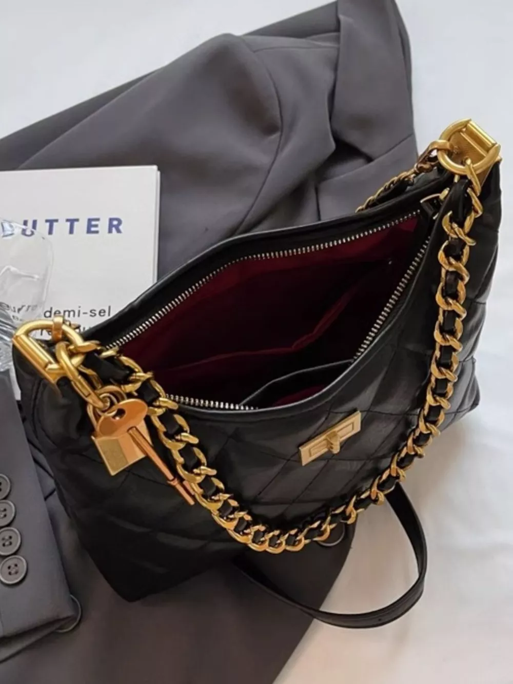 Quilted Chain Strap Shoulder Bag, image 5