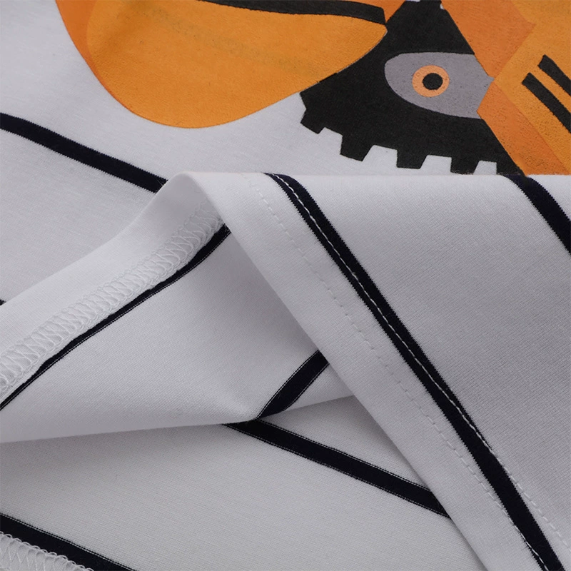 Children's Striped Excavator Round Neck T-Shirt, image 2