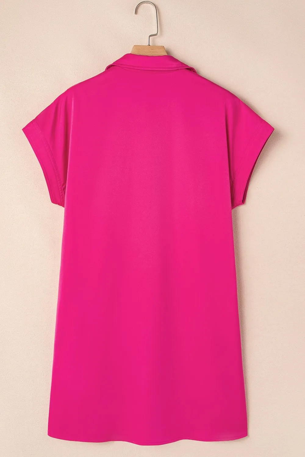 Buttoned Collared Neck Mini Shirt Dress, image 4