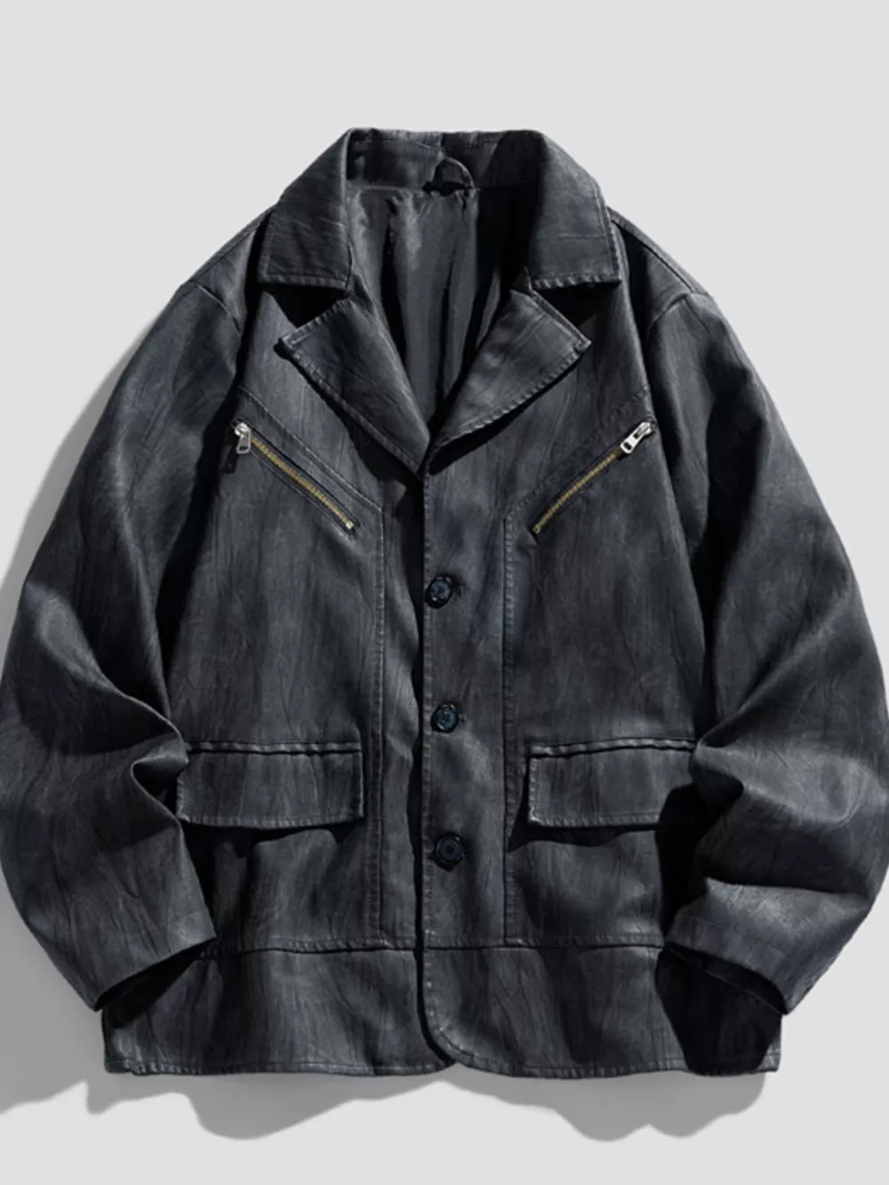 Men's Plus Size Button Up Long Sleeve Jacket