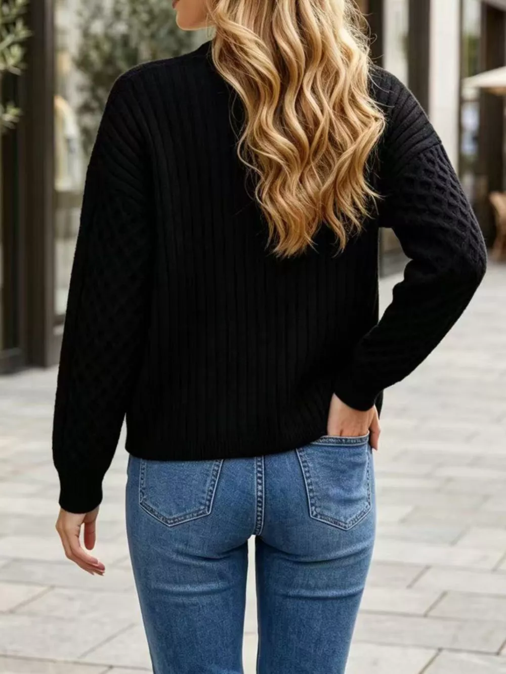 Cable-Knit V-Neck Button-Down Cardigan, image 7