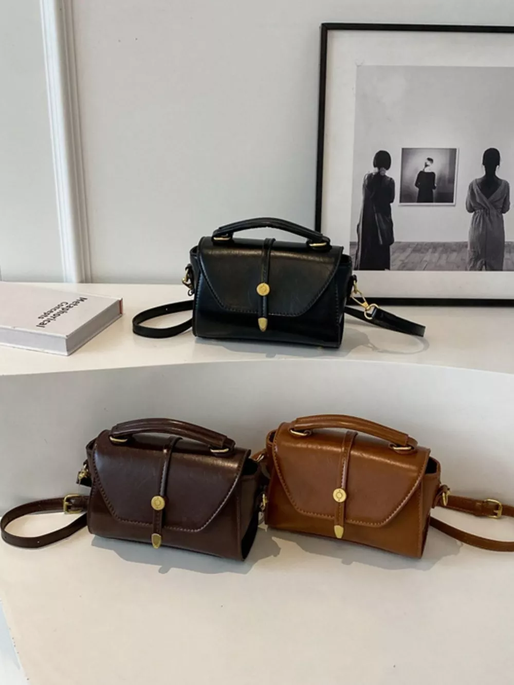 Leather Top Handle Crossbody Bag, image 2