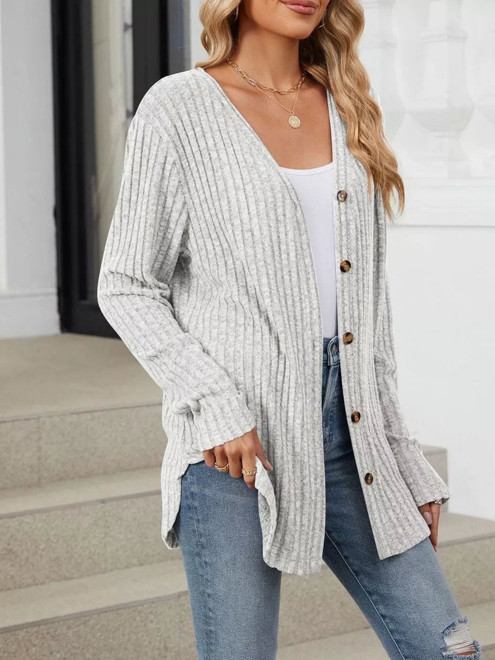Ribbed Button-Up Cardigan, image 19