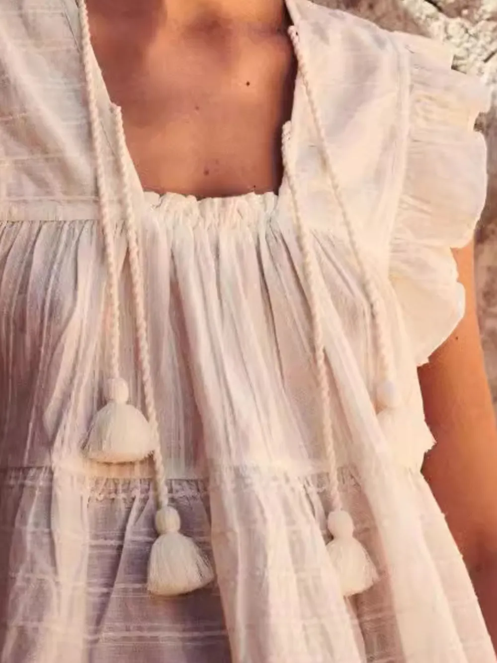 Tassel Ruffled Striped Blouse, image 12