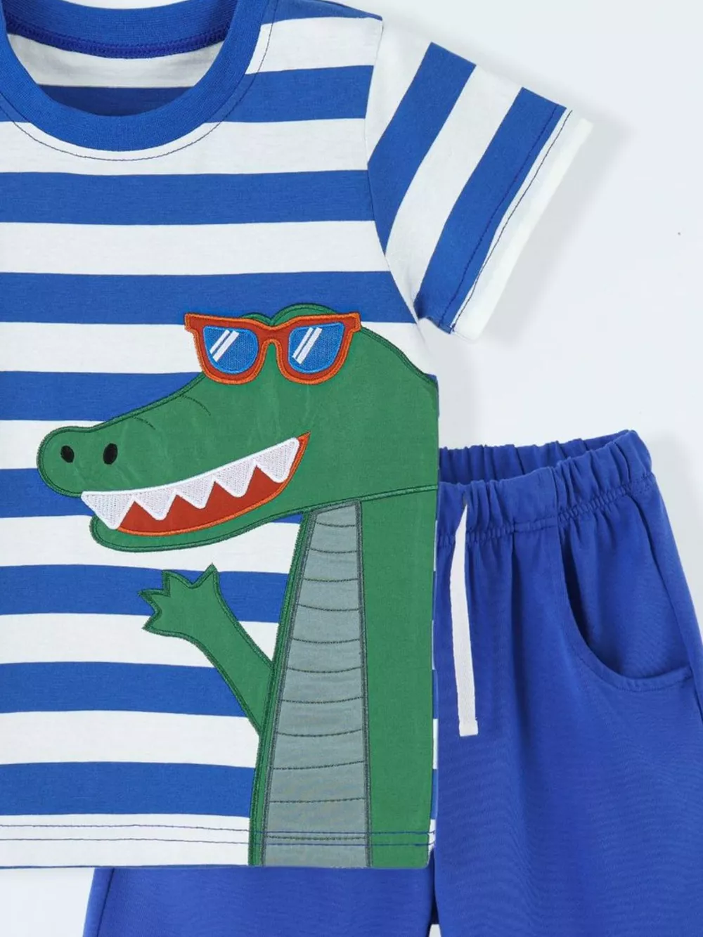 Children‘s Striped Crocodile T-Shirt and Shorts Set, image 3