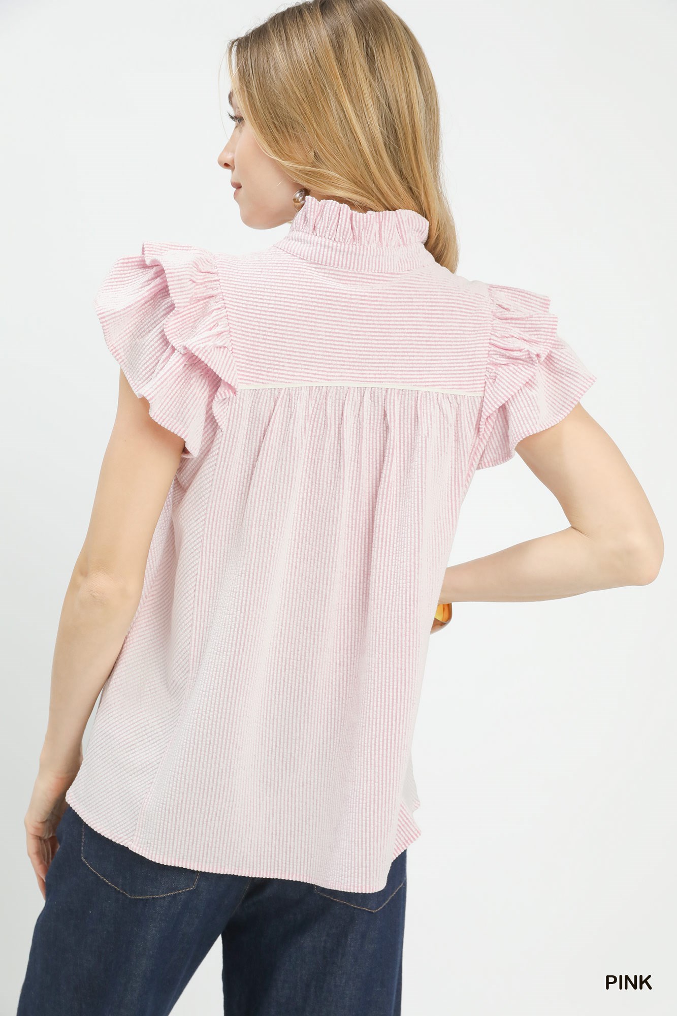 Ruffled Sleeve Textured Blouse, image 3