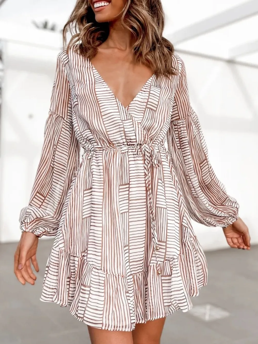 Cutout Back Surplice Long Sleeve Dress, image 2
