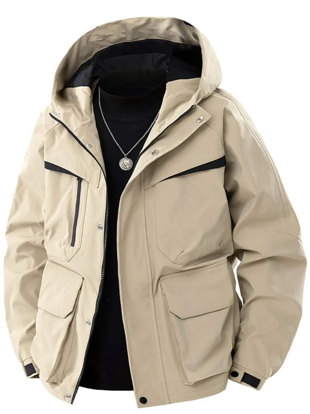 Men's Full Size Zip Up Long Sleeve Hooded Jacket Plus Size, image 4