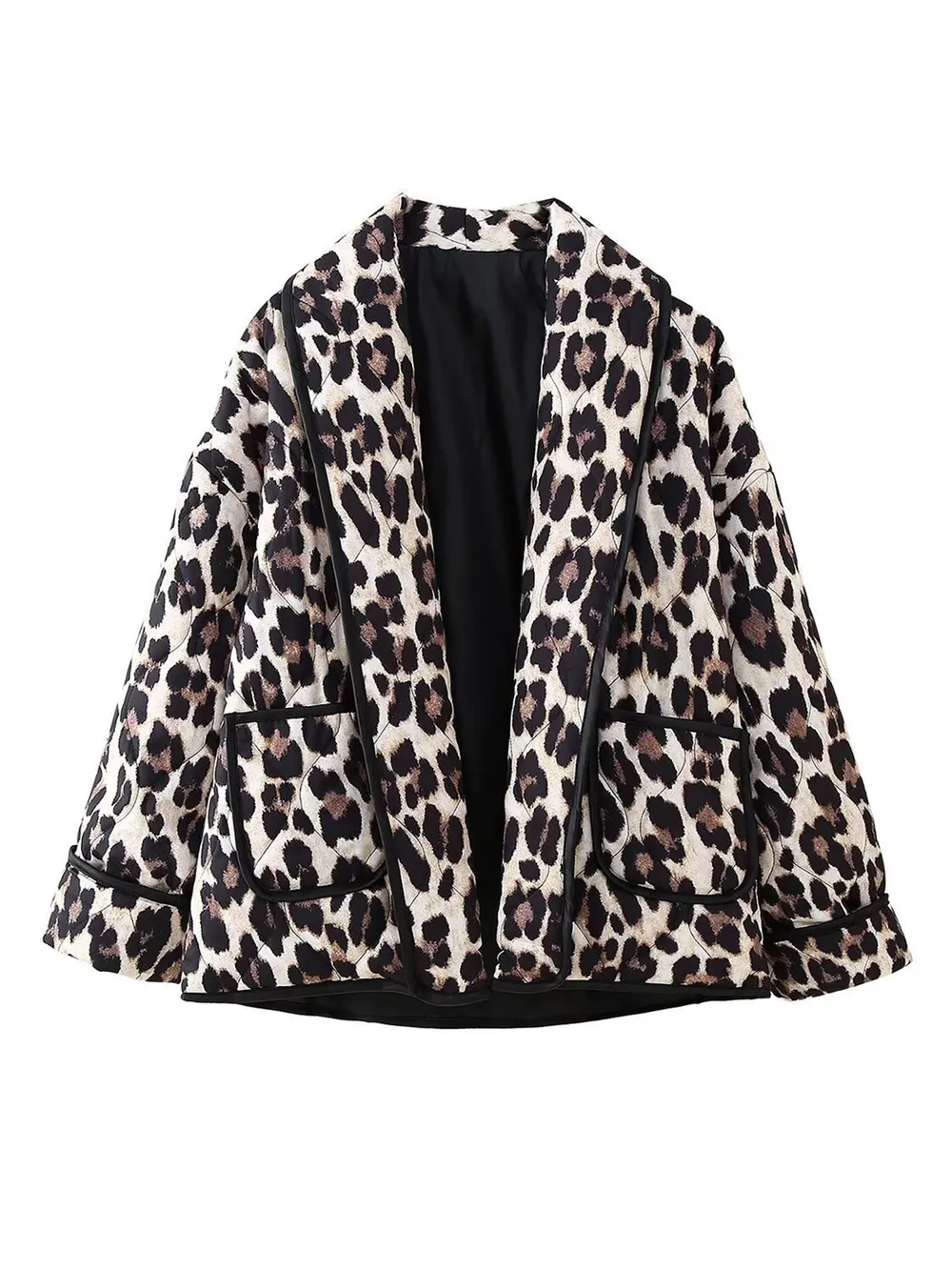 Leopard Open Front Long Sleeve Outerwear, image 4
