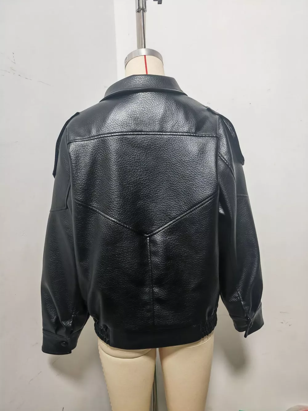 Zip-Up Faux Leather Moto Jacket, image 9