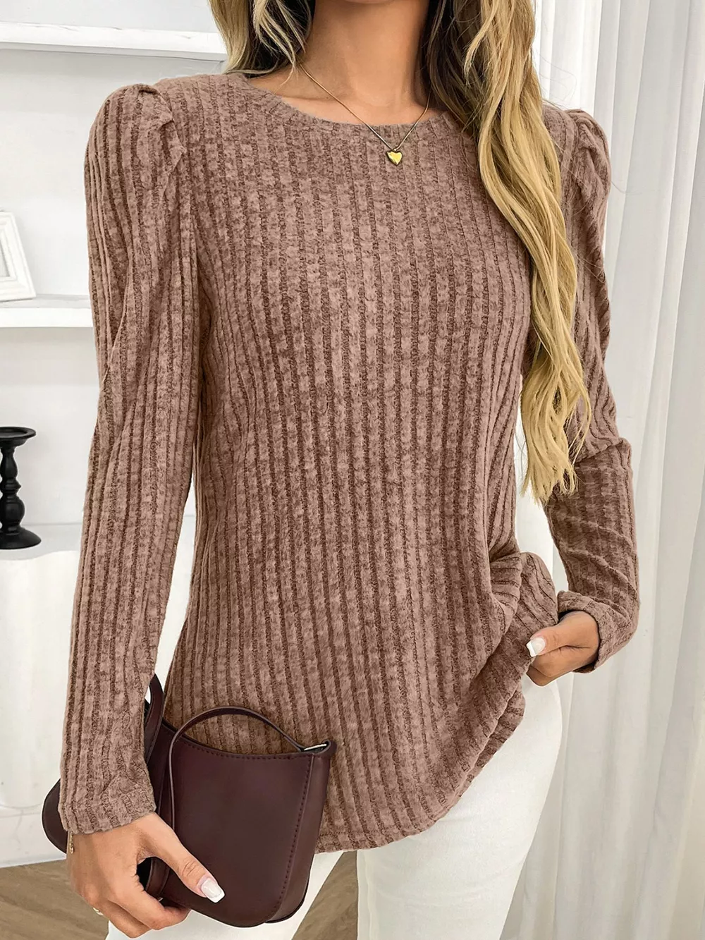 Round Neck Puff Sleeve T-Shirt, image 7