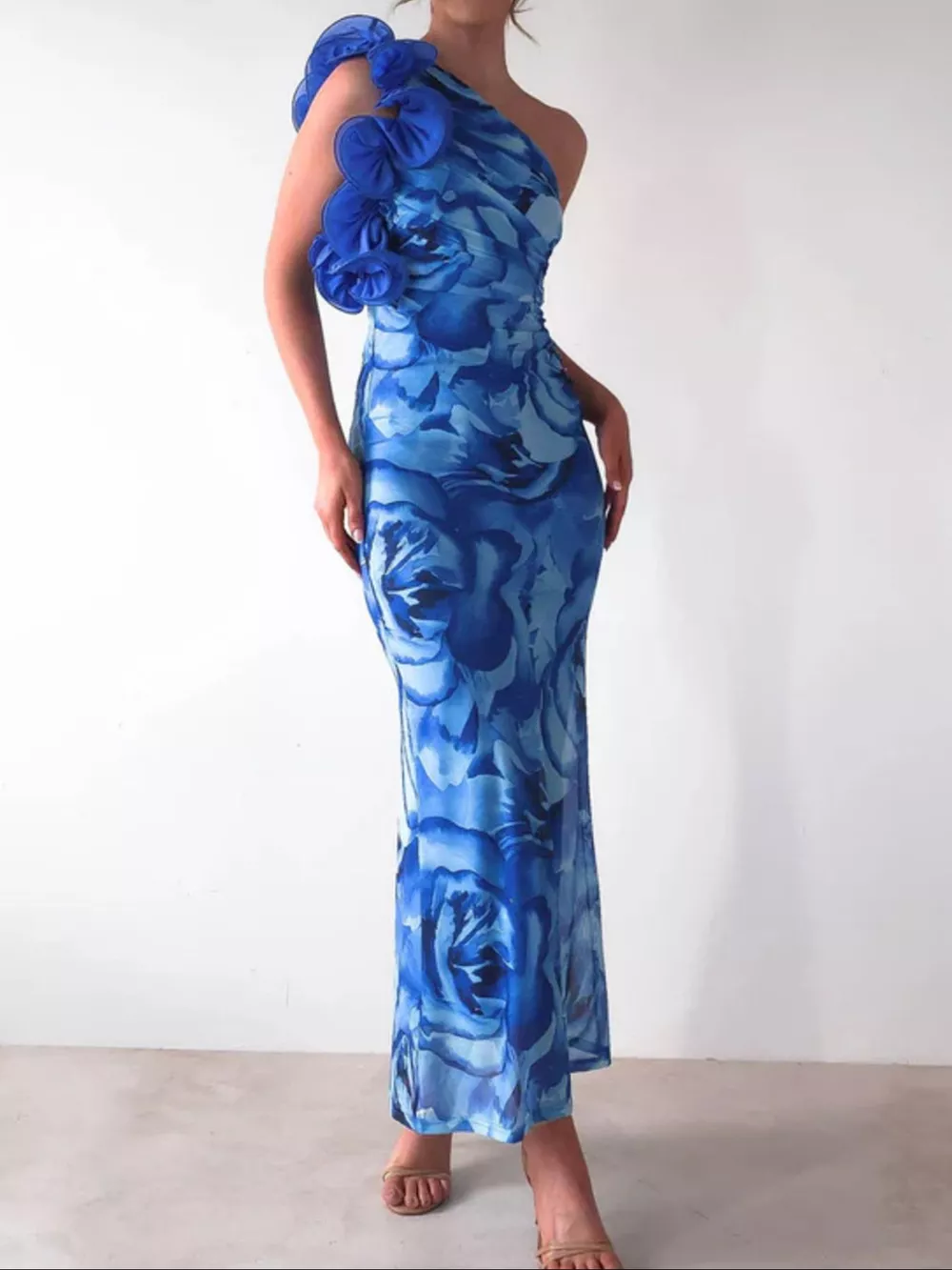 Floral Print One-Shoulder Maxi Dress, image 6