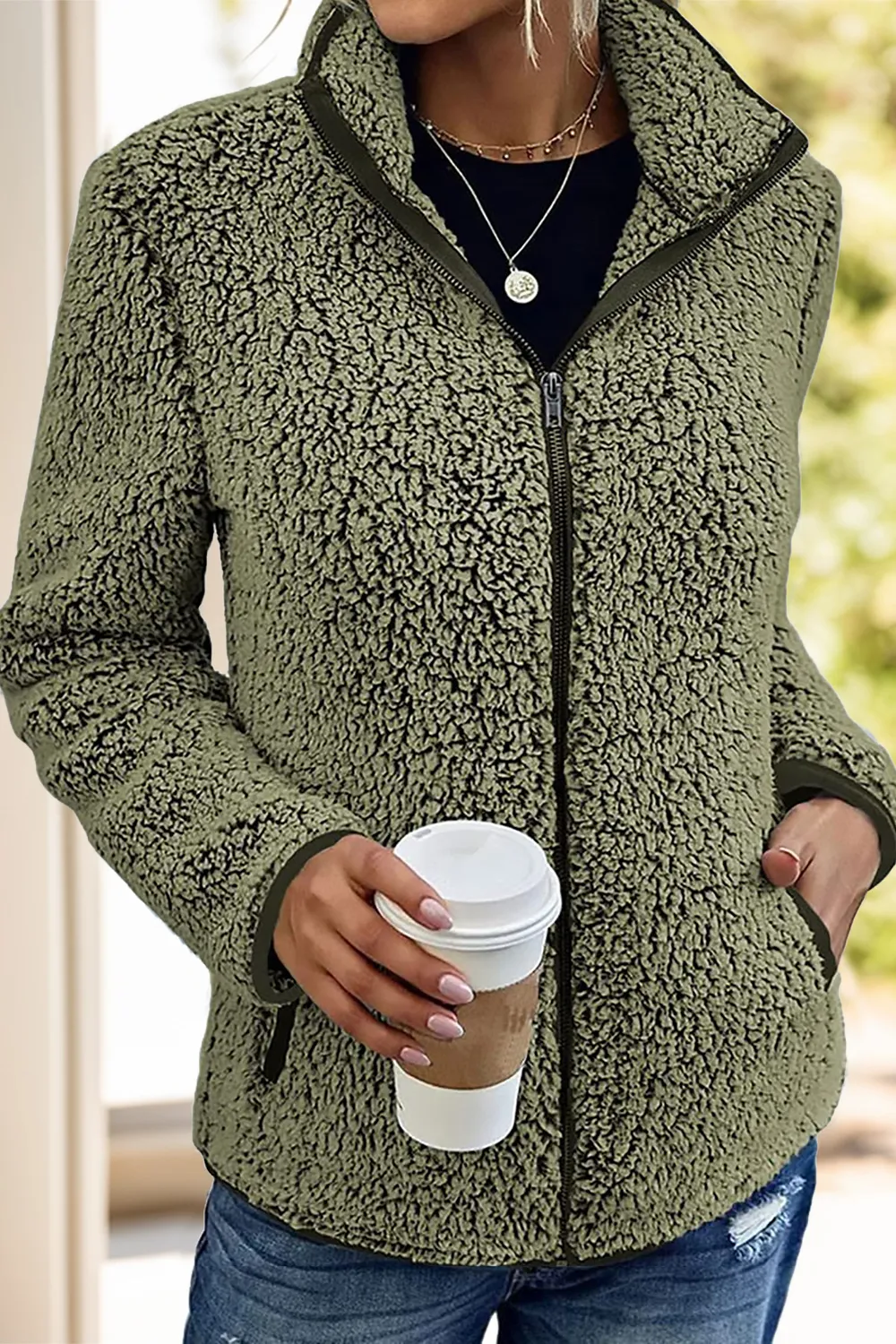 Pocketed Zip Up Turtleneck Jacket, image 16