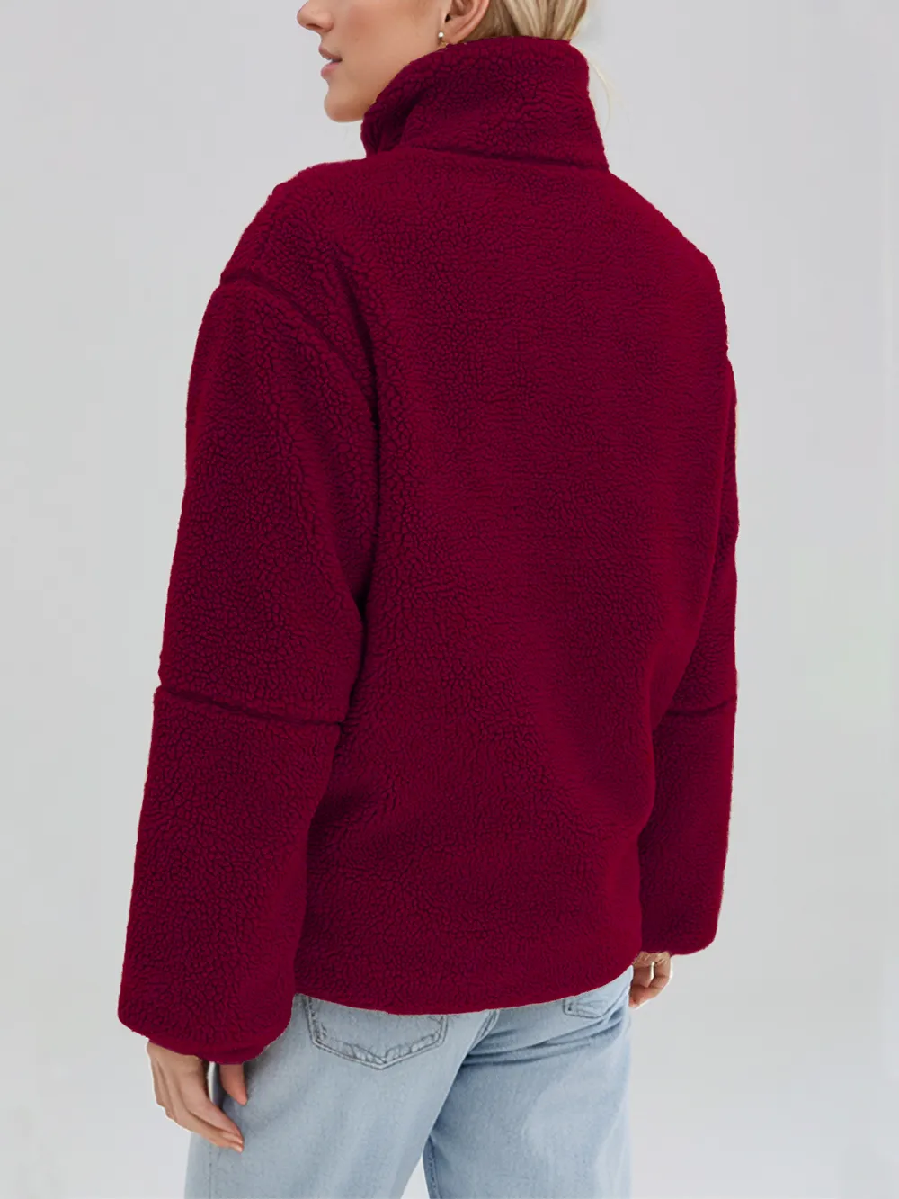 Turtleneck Zip Up Long Sleeve Plush Jacket, image 10