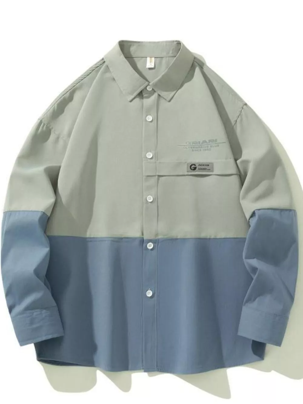 Men's Plus Size Two-Tone Casual Button-Down Shirt, image 2