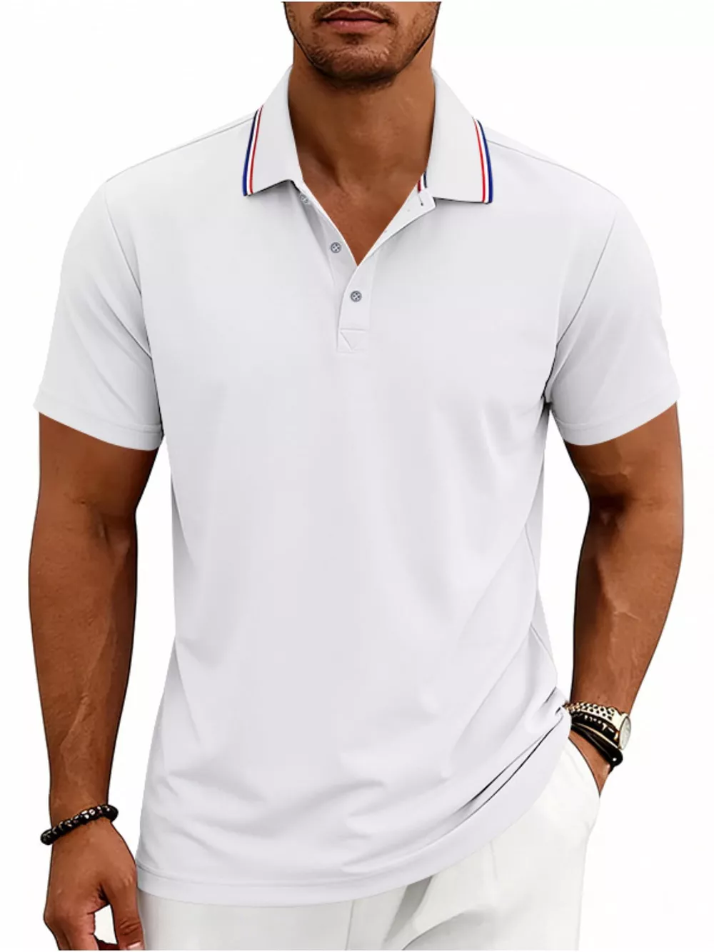 Men's Full Size Casual Button Detail Polo Plus Size, image 6