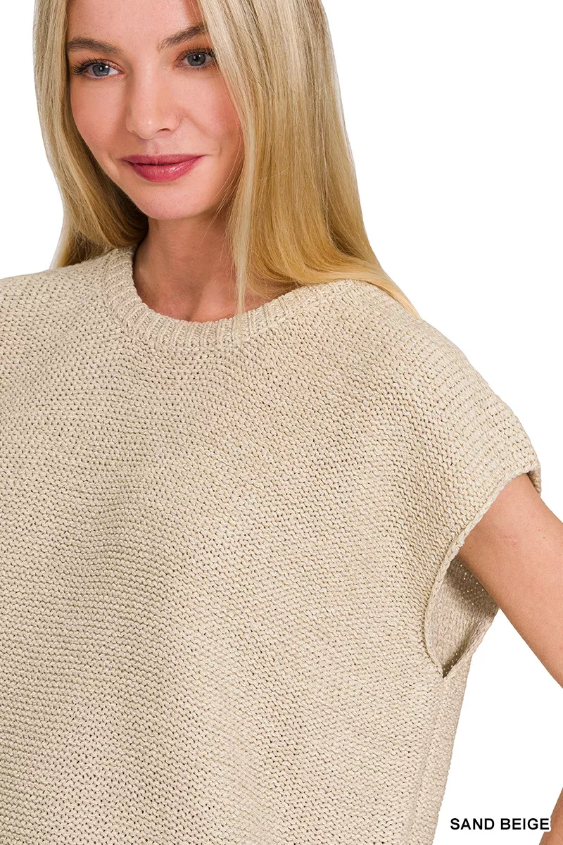 Oversized Crew Neck Sweater Vest, image 2