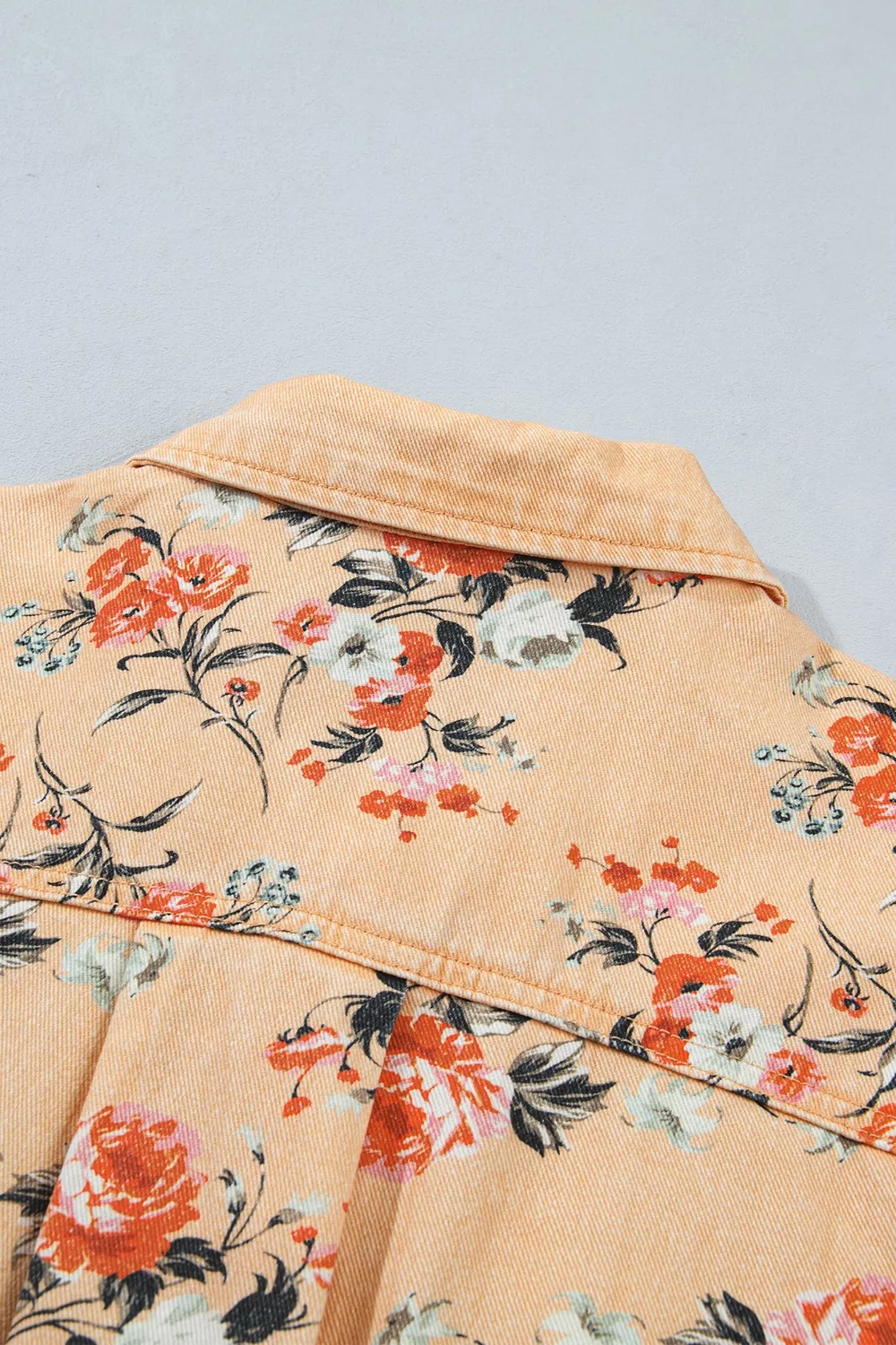 Floral Print Long Sleeve Denim Jacket, image 9