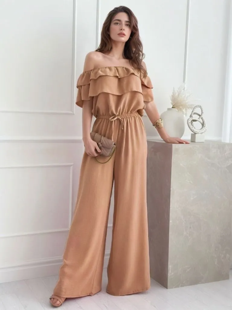 Ruffled Off-Shoulder Wide Leg Jumpsuit, image 2