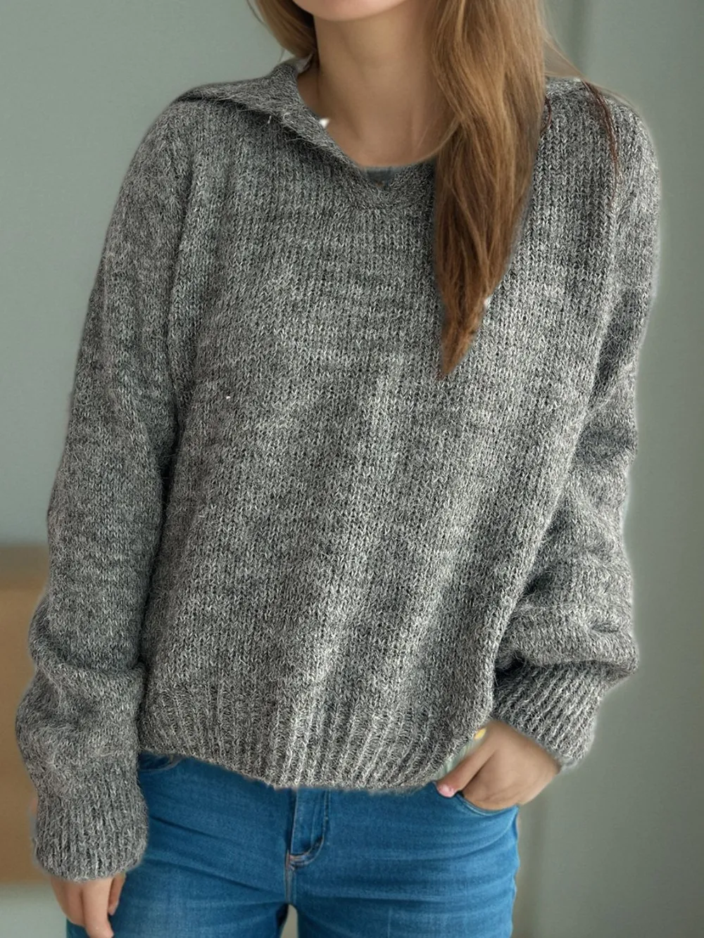 Collared Neck Long Sleeve Sweater, image 7