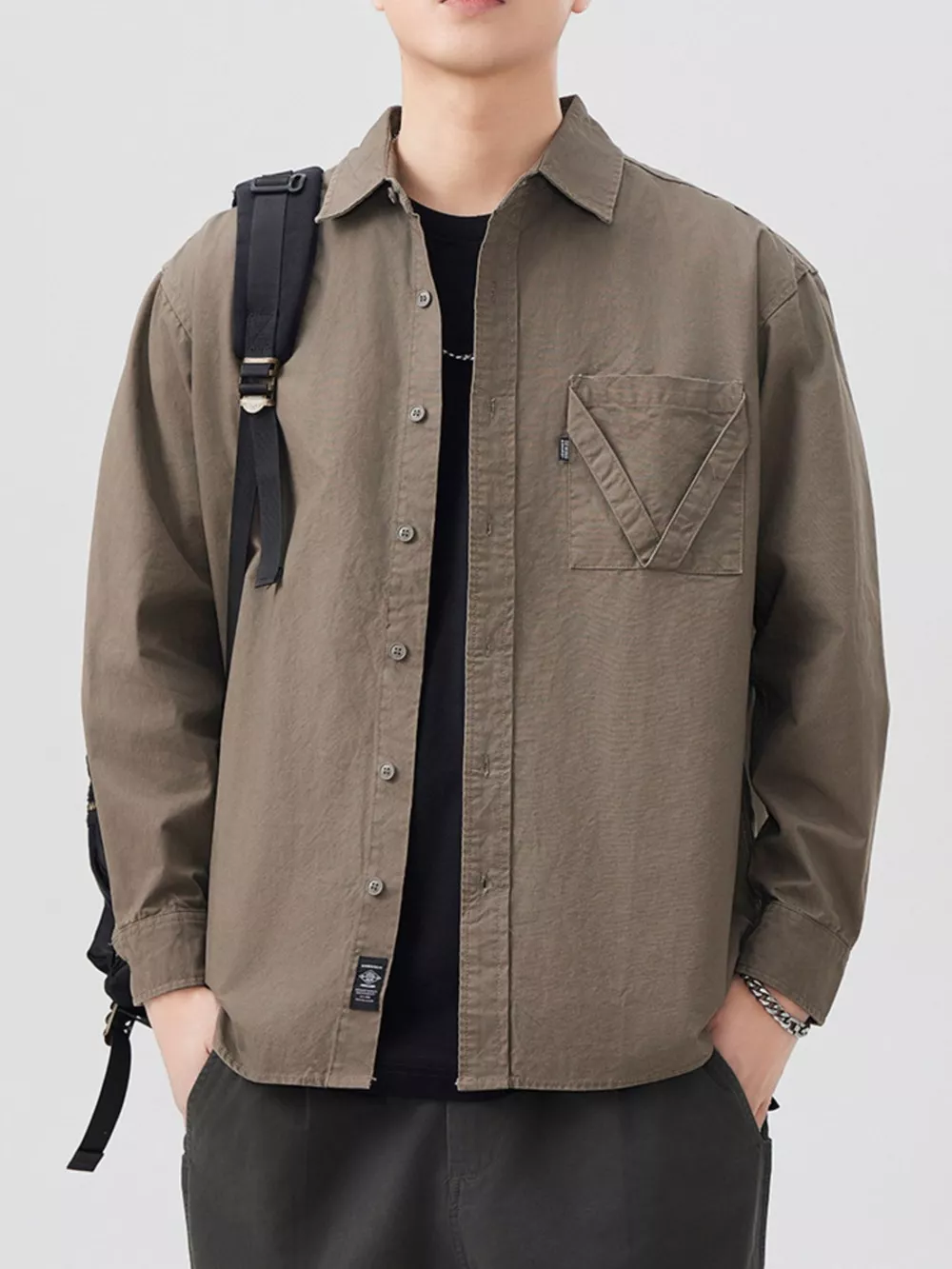 Men's Plus Size Button Up Long Sleeve Shirt