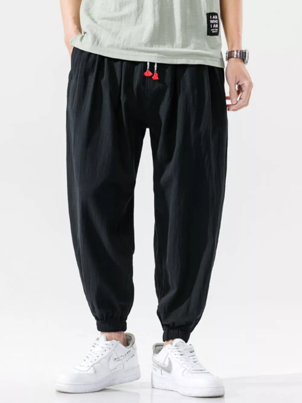 Men's Plus Size Casual Loose Fit Drawstring Joggers, image 3