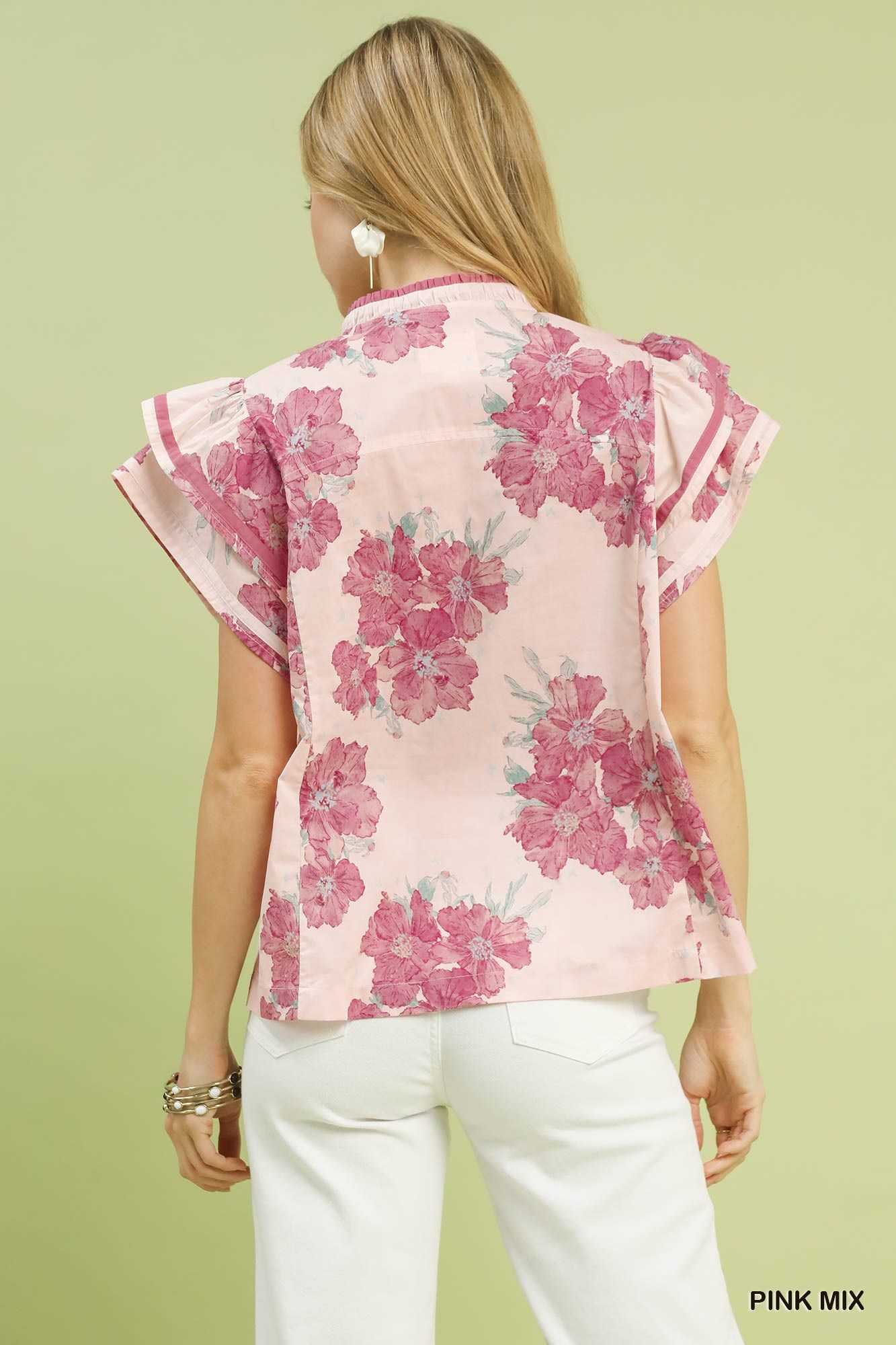 Mix Floral Ruffle Sleeve Blouse, image 2