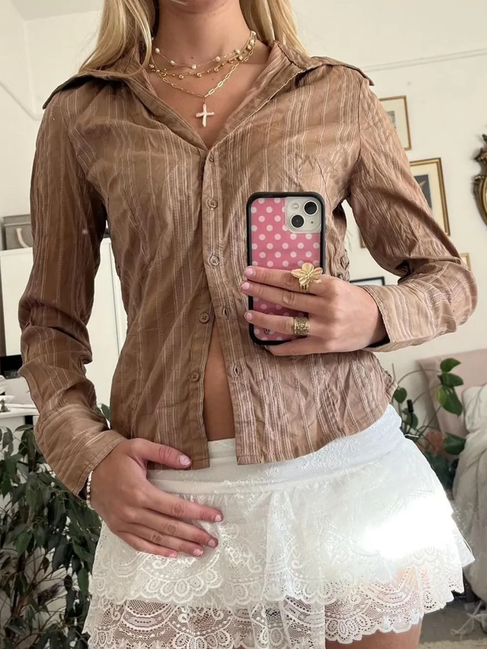 Printed Button-Down Long Sleeve Shirt, image 12
