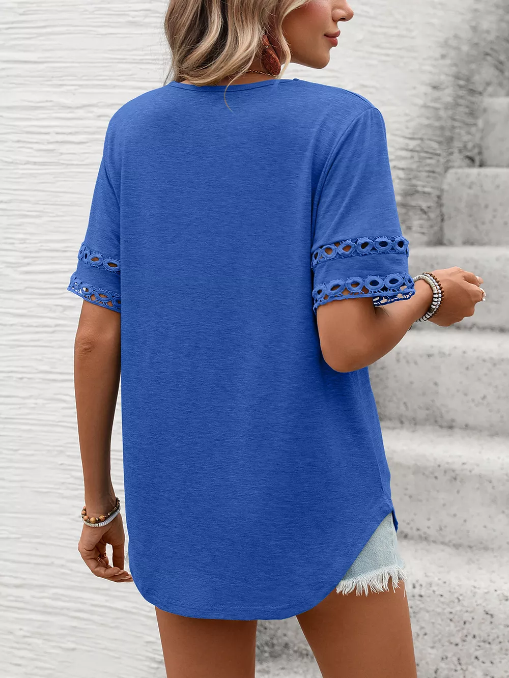 V-Neck Hollow-Out Sleeve T-Shirt, image 29