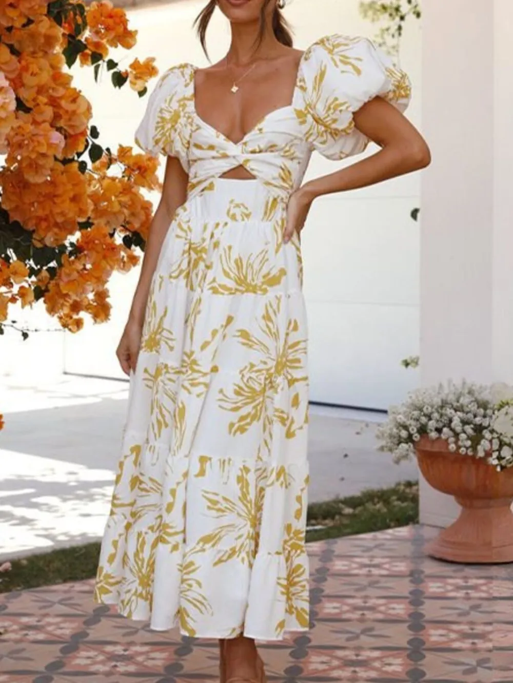 Off-Shoulder Floral Tiered Dress with Ruffle Details, image 8