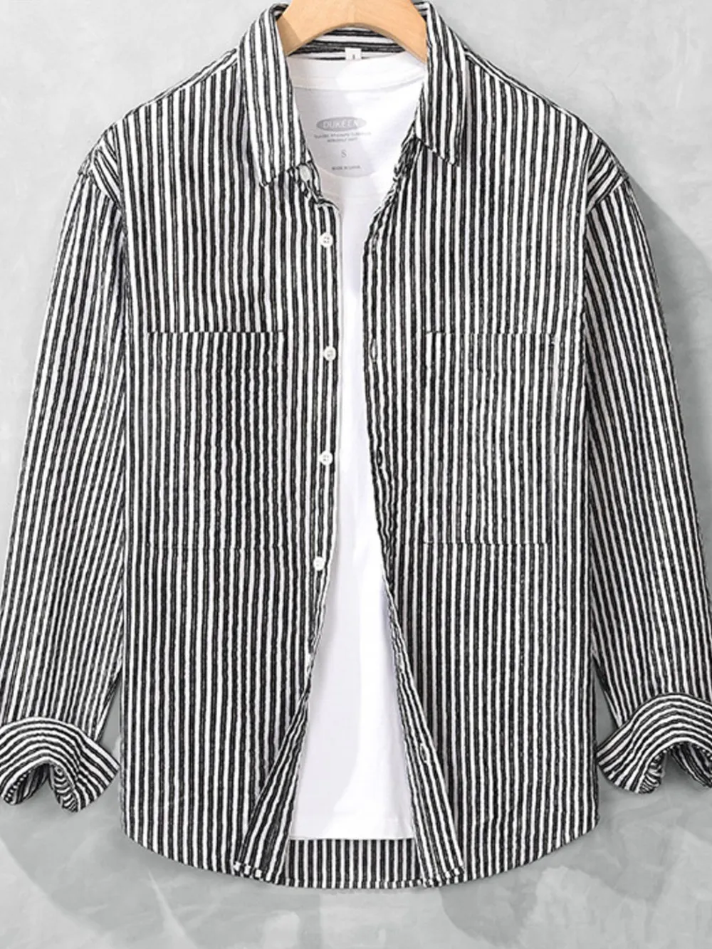 Men's Plus Size Striped Long Sleeve Shirt