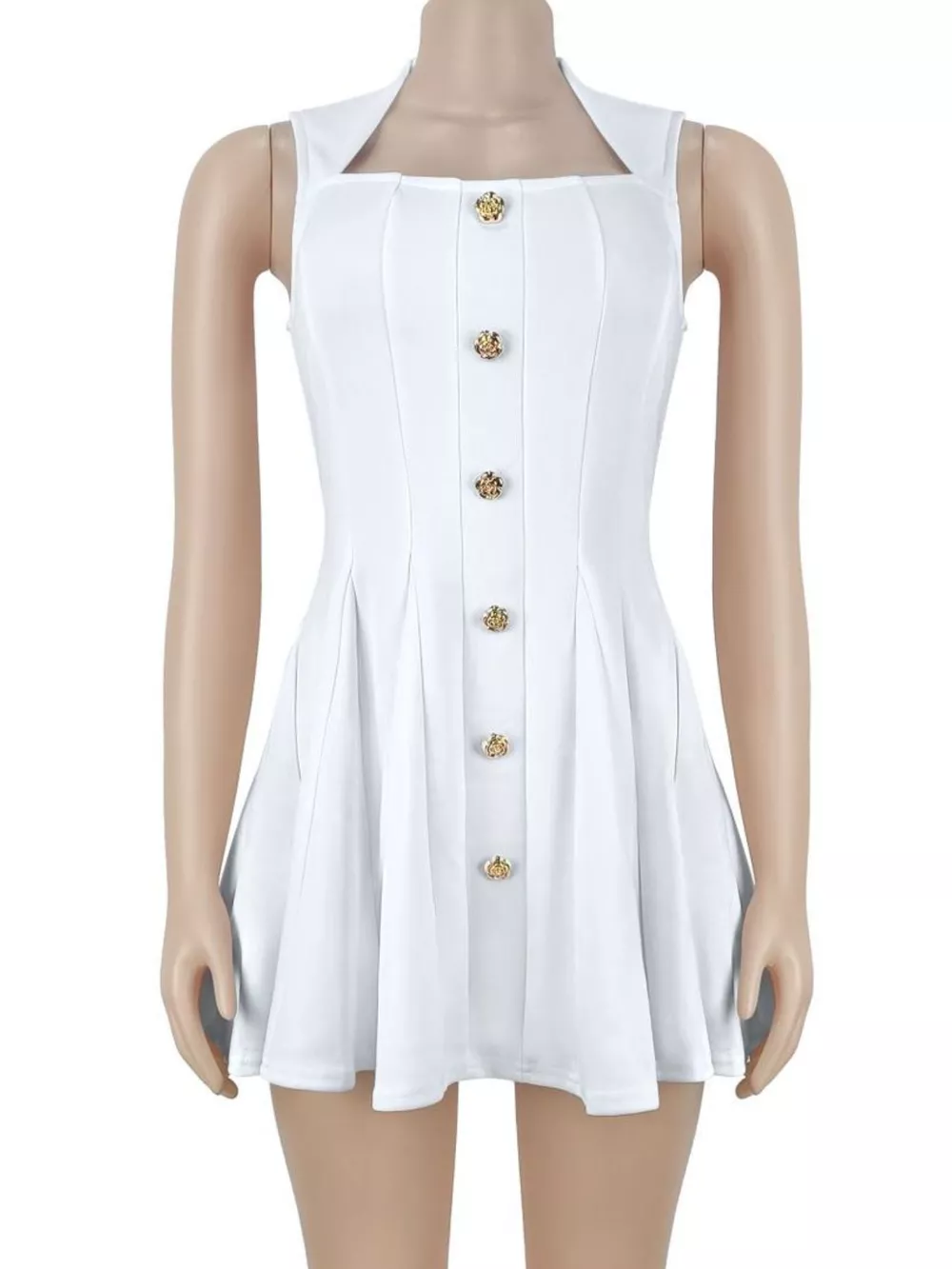 Decor Button Sleeveless Mini Dress, image 8