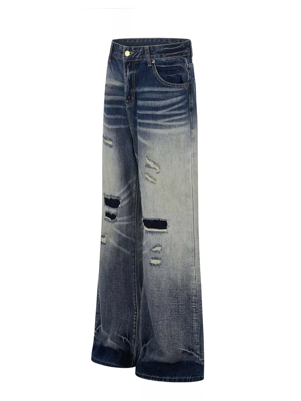 Men's Full Size Distressed Wide-Leg Bootcut Jeans Plus Size, image 2